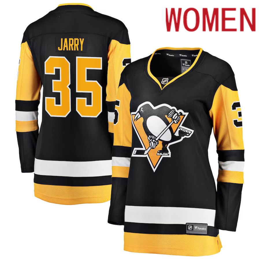 Women Pittsburgh Penguins #35 Tristan Jarry Fanatics Branded Black Premier Breakaway Player NHL Jersey->women nhl jersey->Women Jersey